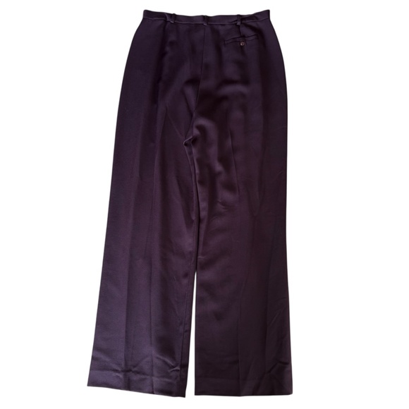 Y2K Rena Rowan 100% Woolmark Wool Purple Pants High Waist Wide Leg Womens Sz 14 - Picture 2 of 10